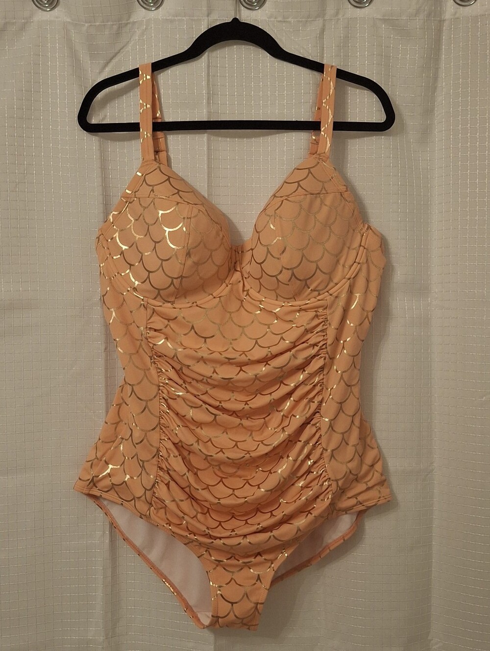 torrid Peach One-Piece Swimsuit with Gold Foil Scale Print